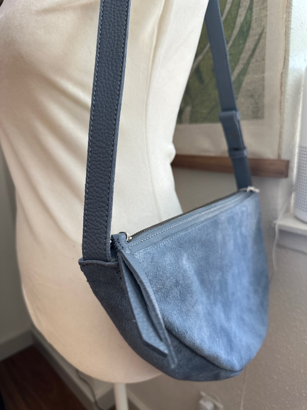 The Sak Large Tess Suede Crescent Sling Crossbody in Maritime Blue - Picture 3 of 10